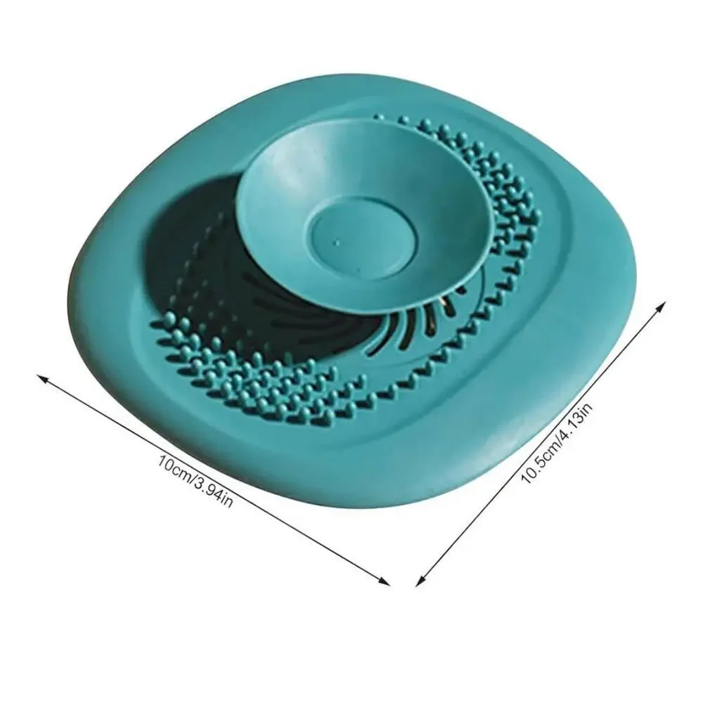 Silicone Teal Drain Plug Stopper and Strainer - Push Button Operation